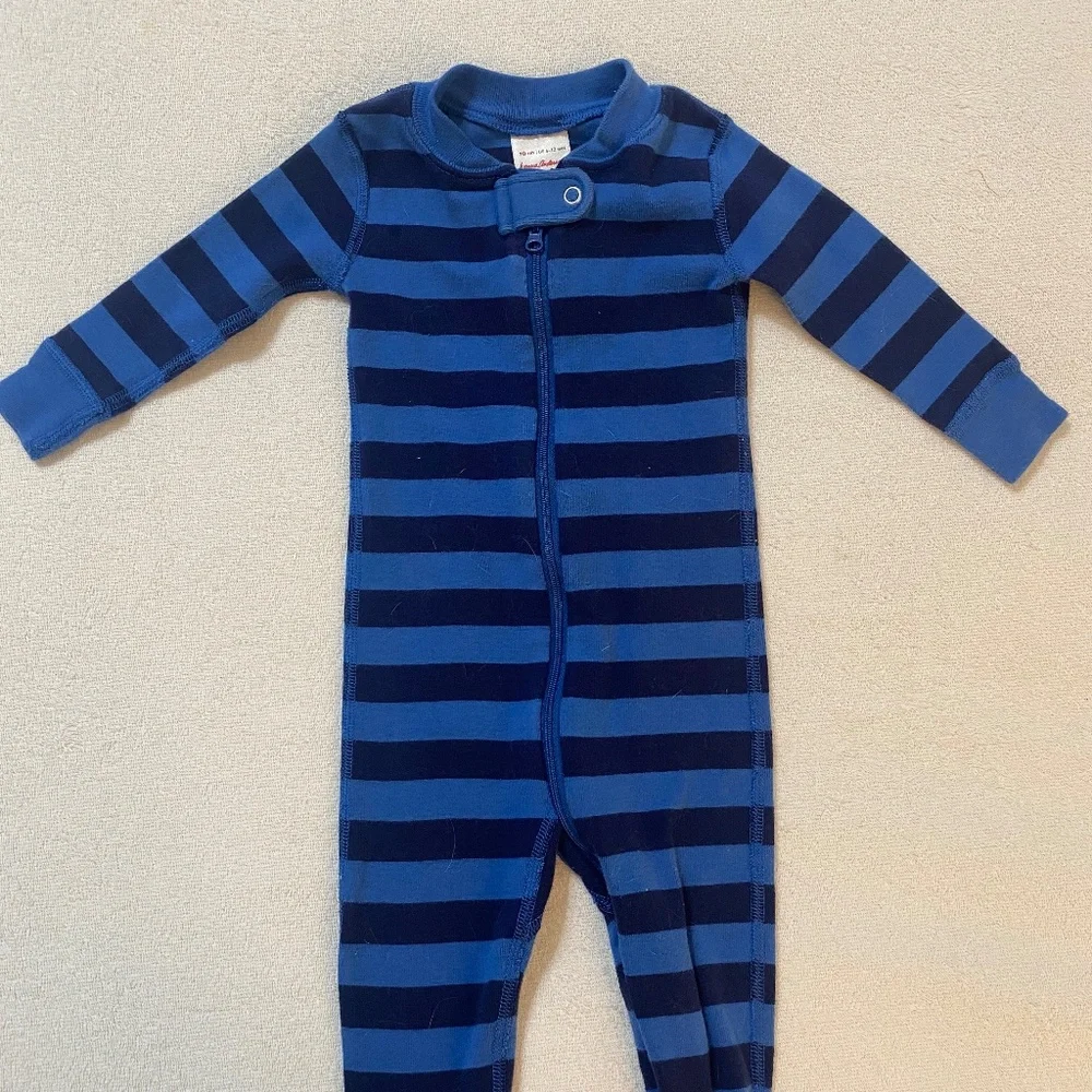 Hanna Anderson Blue Stripe Zip Sleeper - Picture 1 of 2